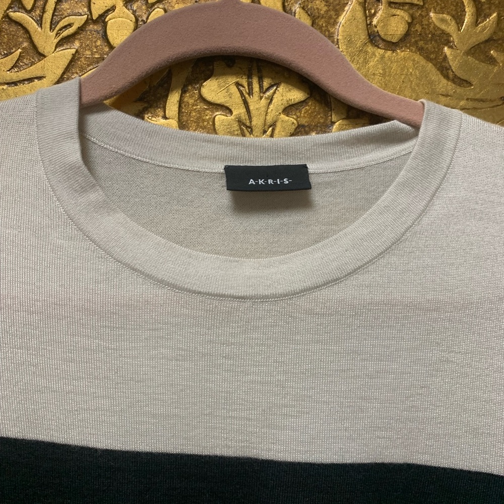 Akris Cream and Black Knit Top